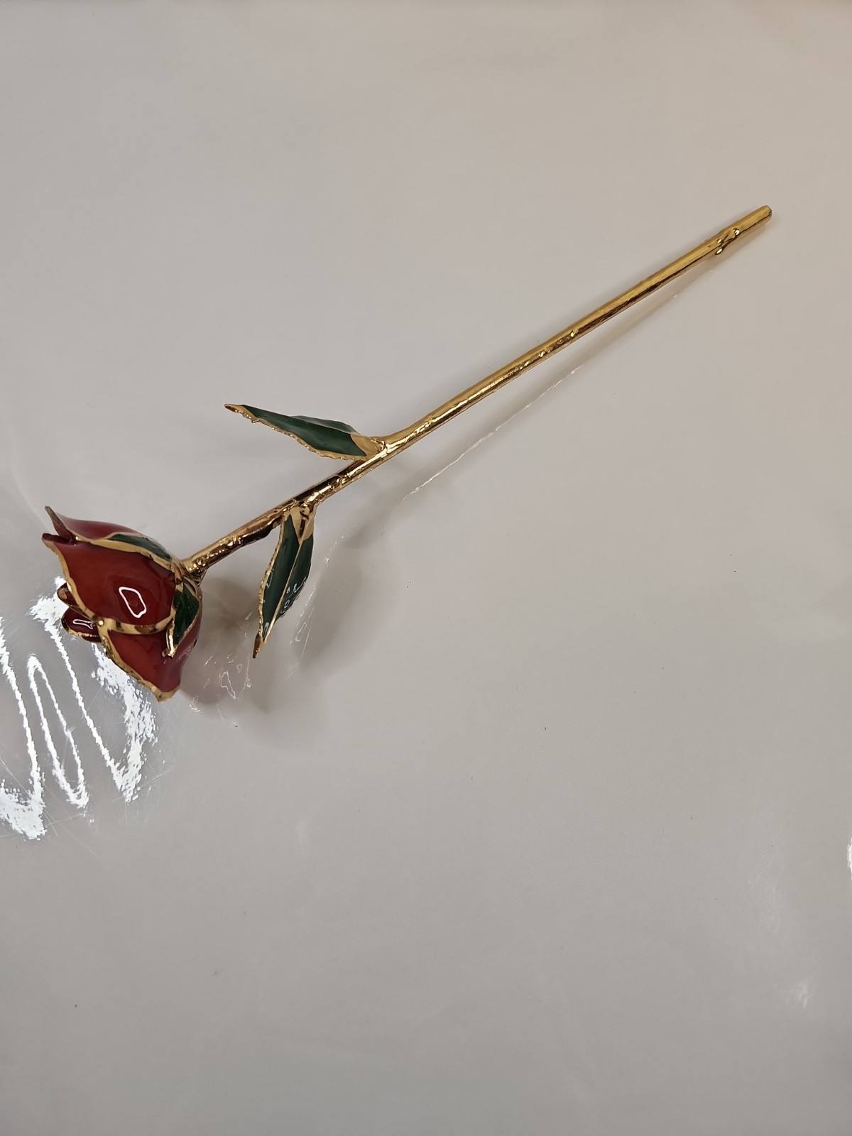 Lovely Red Rose with Gold Accents