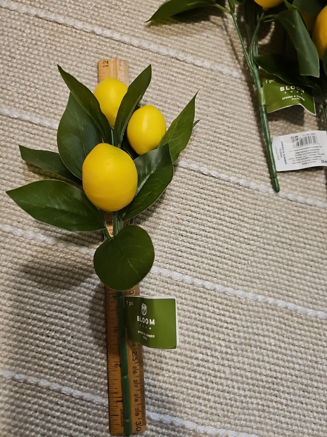 12 NEW 11″ SPRING SUMMER LEMON LEAVES Floral Pick Decor FRUIT YELLOW FREE SHIP