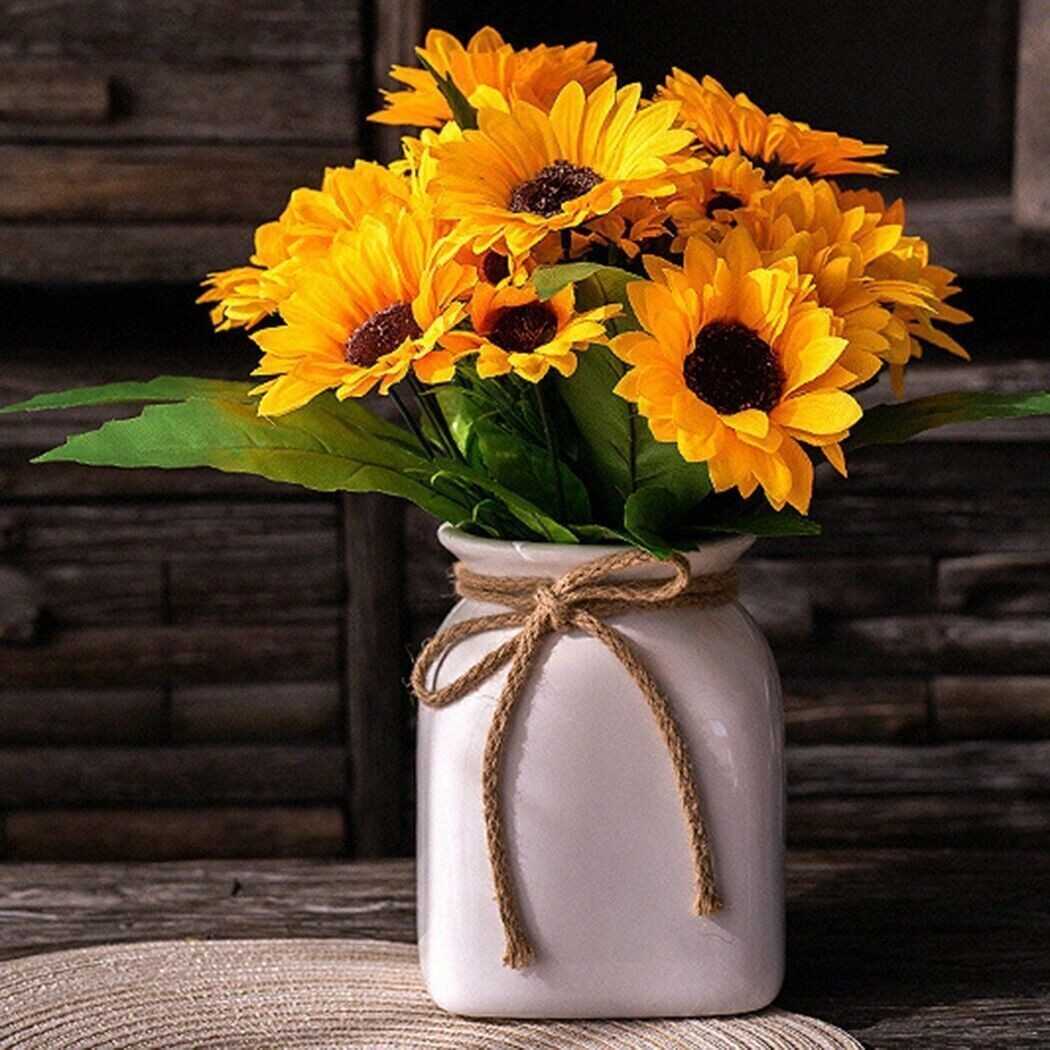 26-Head Artificial Silk Sunflower Bouquet Flowers Ornaments Home Wedding