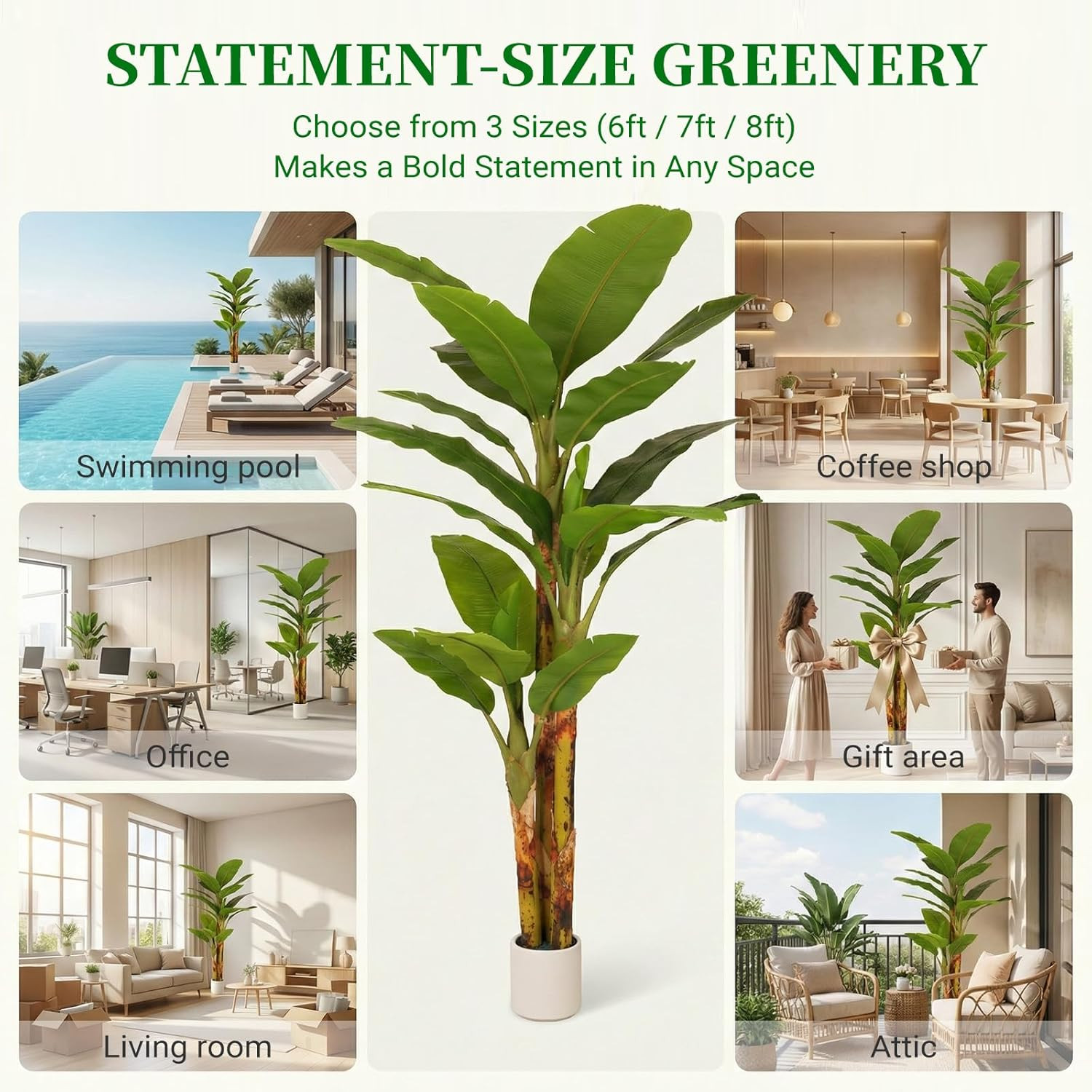 6FT Luxury Faux Banana Tree – Large Indoor Tropical Plant for Home Decor
