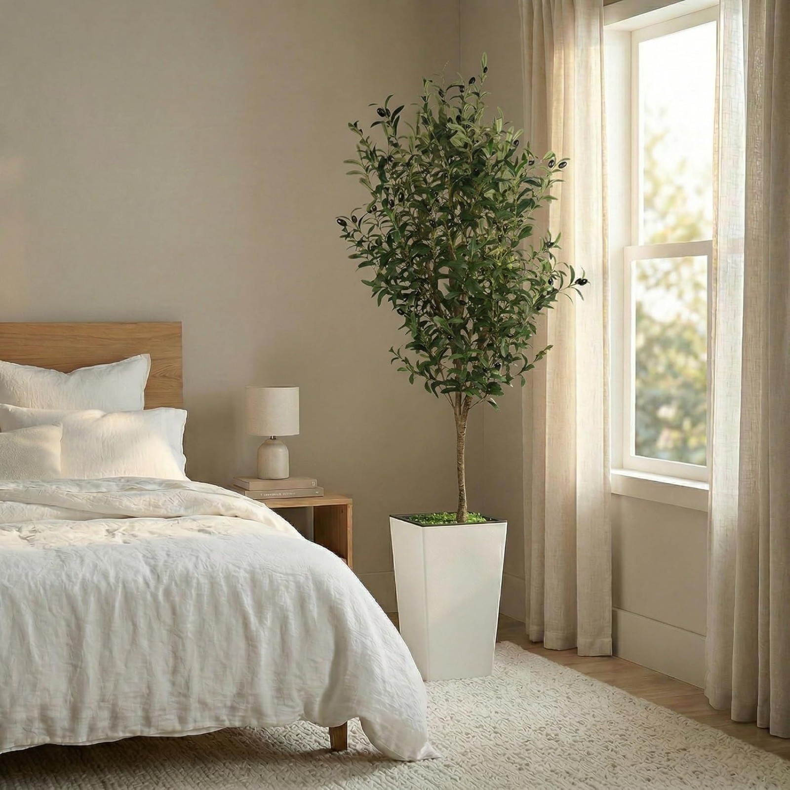 Artificial Olive Tree with White Pot 120/150/180cm Tall Faux Olive Plant Home