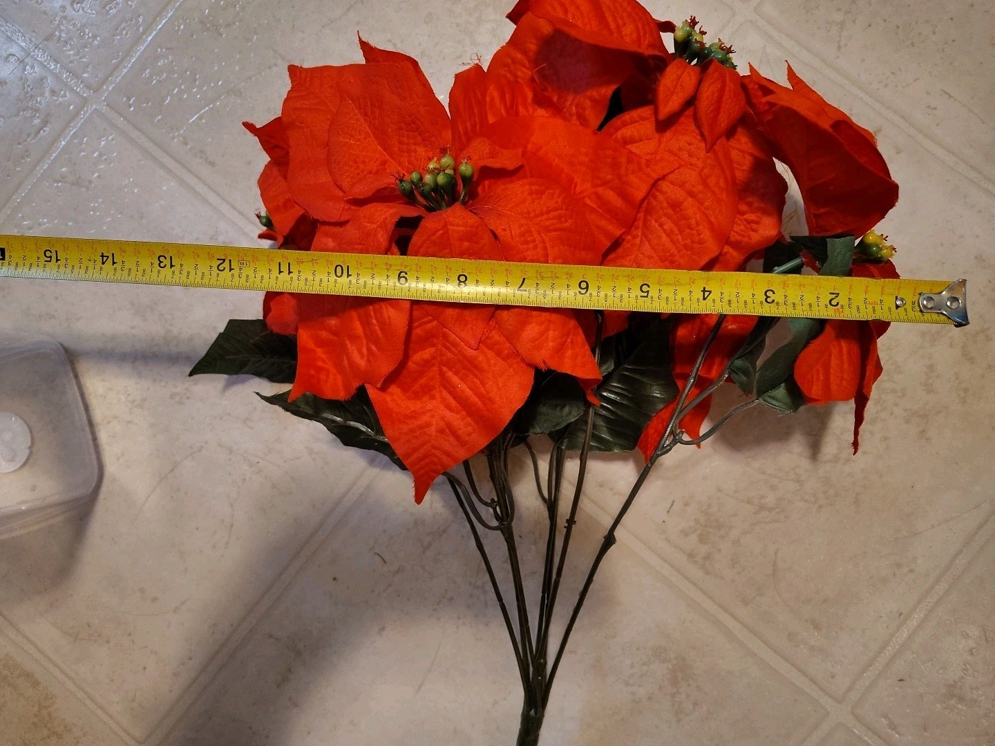 Artificial Poinsettia Deluxe Bushes 2 Bushes Artificial Christmas Flowers Red
