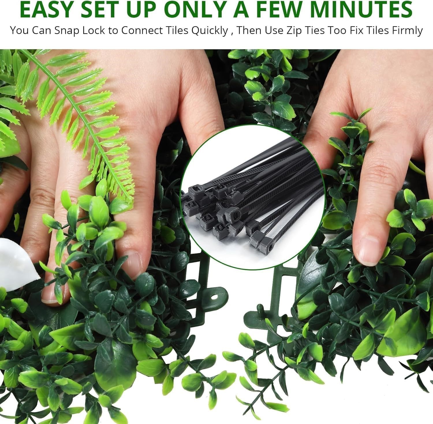 6 Pcs Artificial Boxwood Hedge Panels w/ 100 Zip Ties 20″ x 20″ Privacy Wall NEW