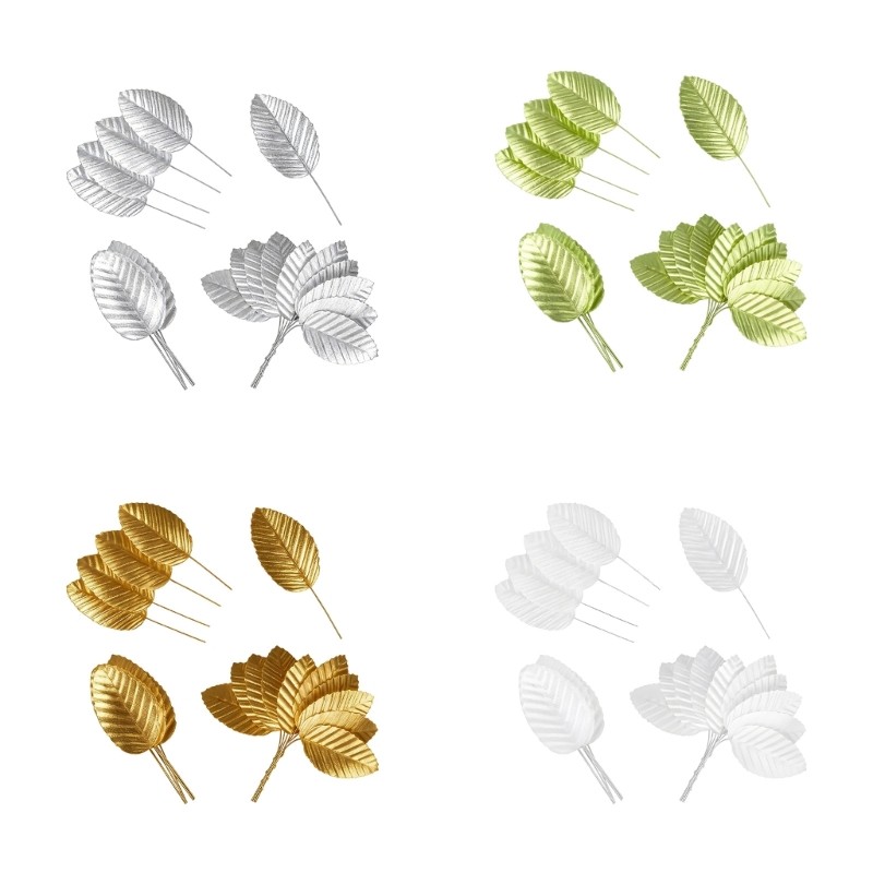 Bulk 200Pcs Shimmery Metal Leaves In Gold Silver Green White Color