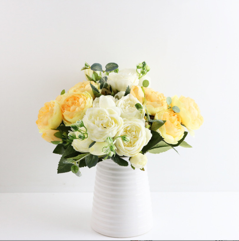 9 Heads Silk Peony Artificial Flowers Wedding Bouquet Home Party Outdoor Decor