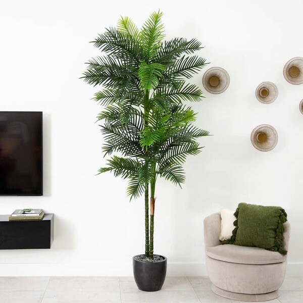 9’ Artificial Double Robellini Palm Tree UV (Indoor/Outdoor). Retail $259
