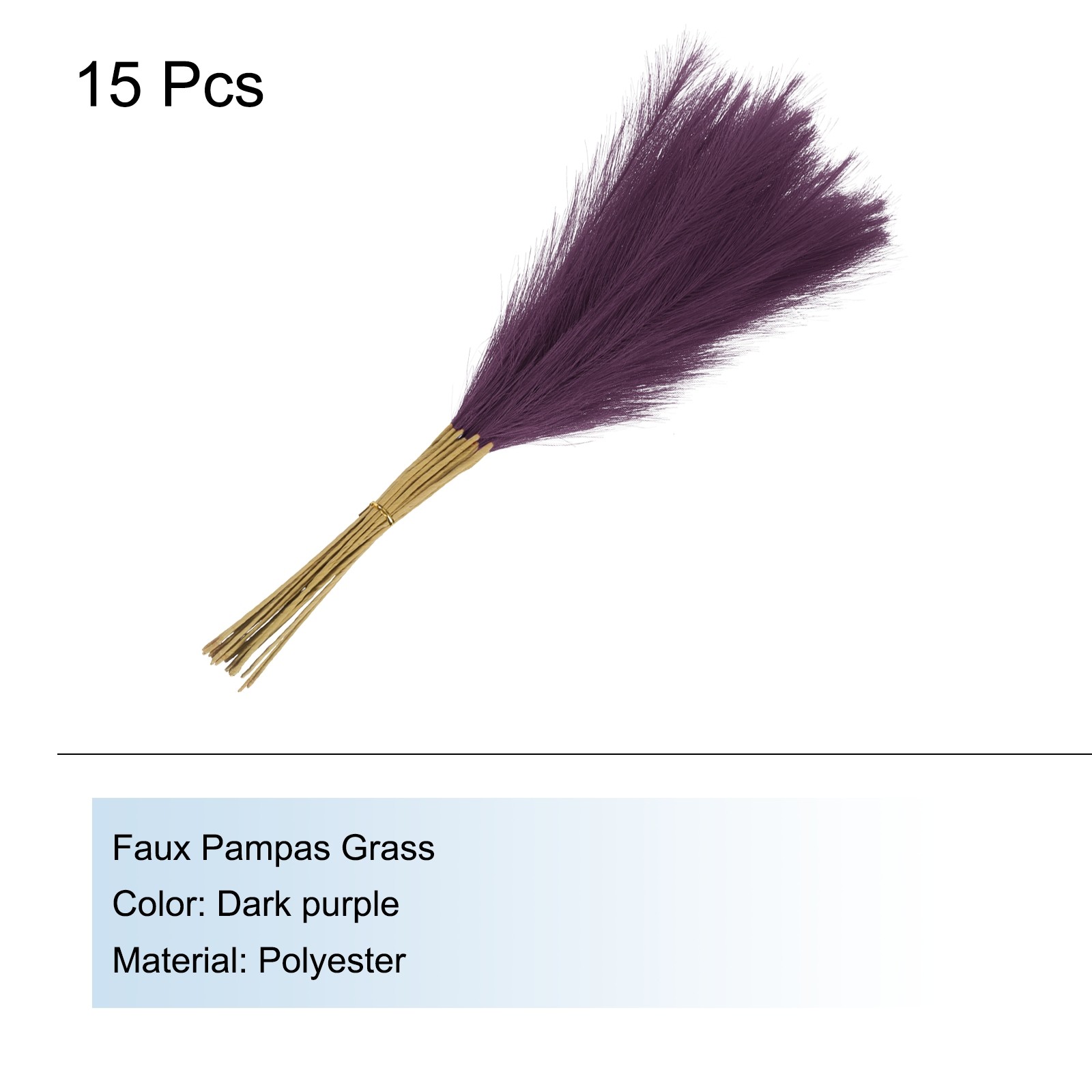 15Pcs Pampas Artificial Grass 21″ Fake Pampas for Wedding Decoration Dark Purple