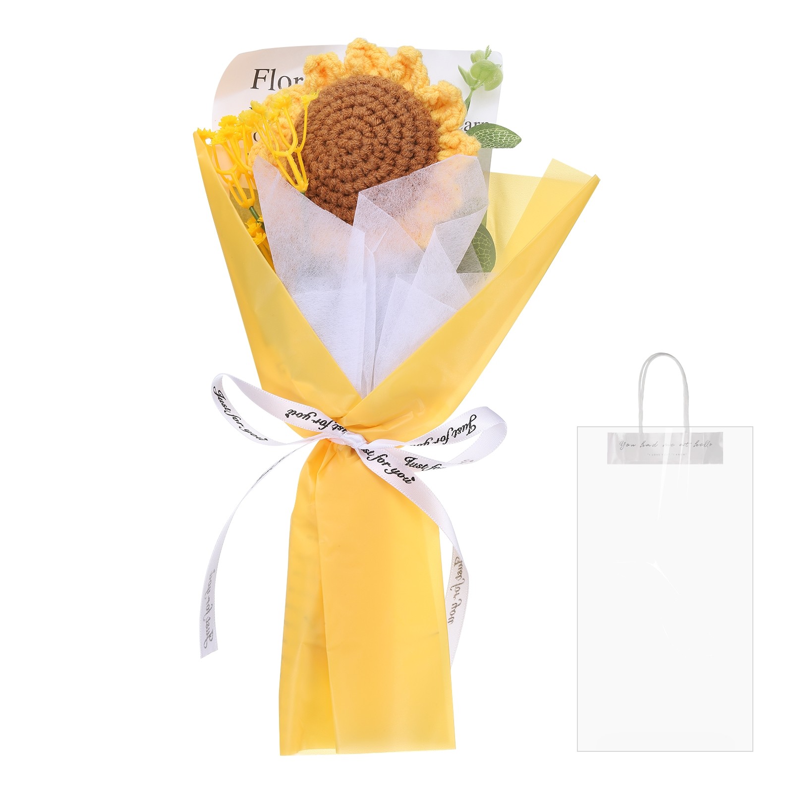 Crochet Flowers Bouquet Handmade Knitted Bouquet Sunflower Yellow