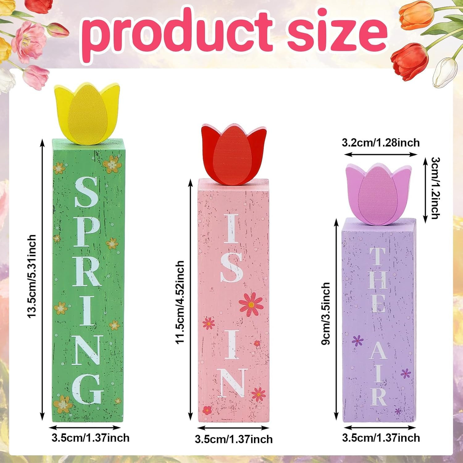 Spring Is In The Air Wooden Sign Set Farmhouse Tiered Tray Decor 3pc