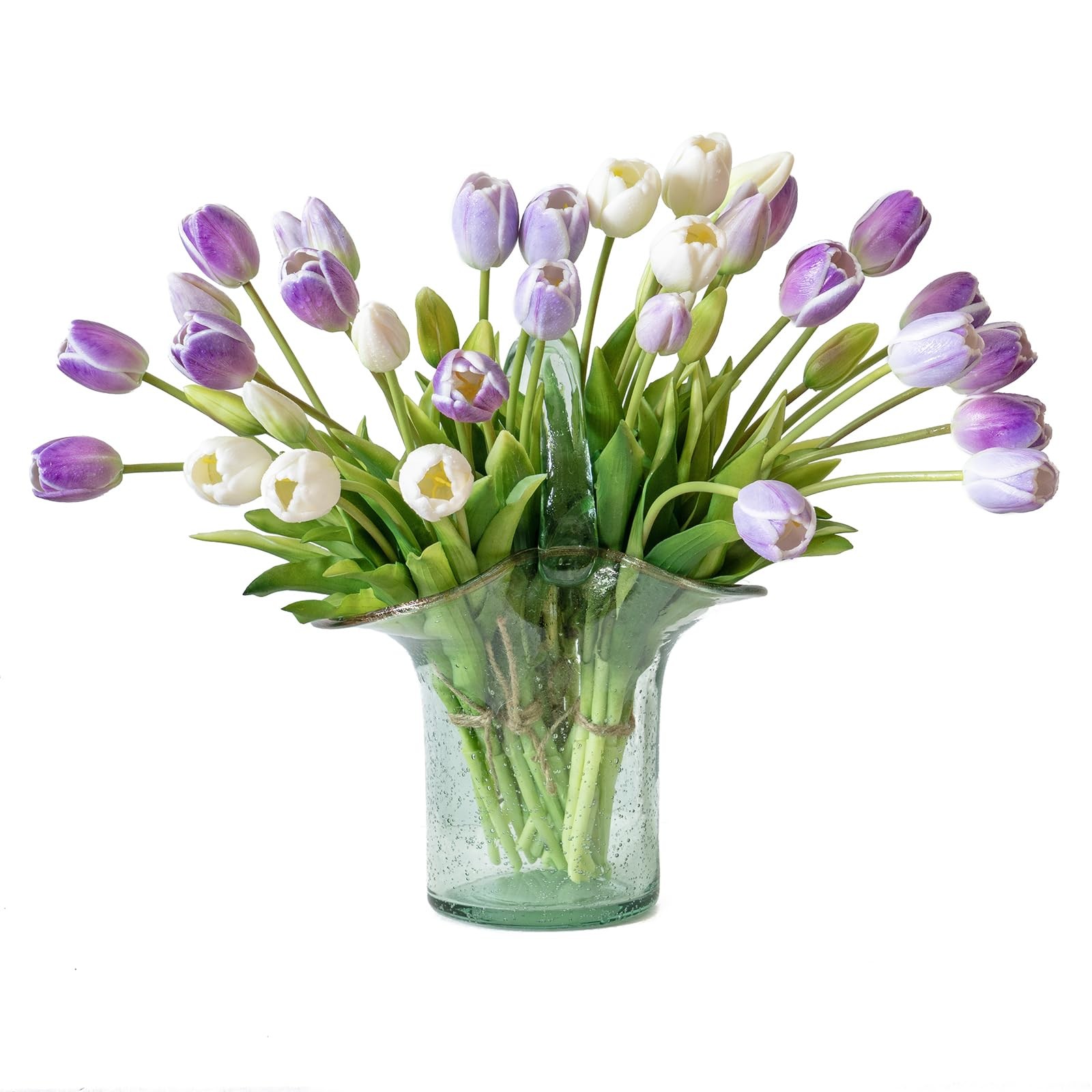 15 PCS Amethyst Artificial Tulips Real Touch Latex Bouquet Fake Flowers Decor