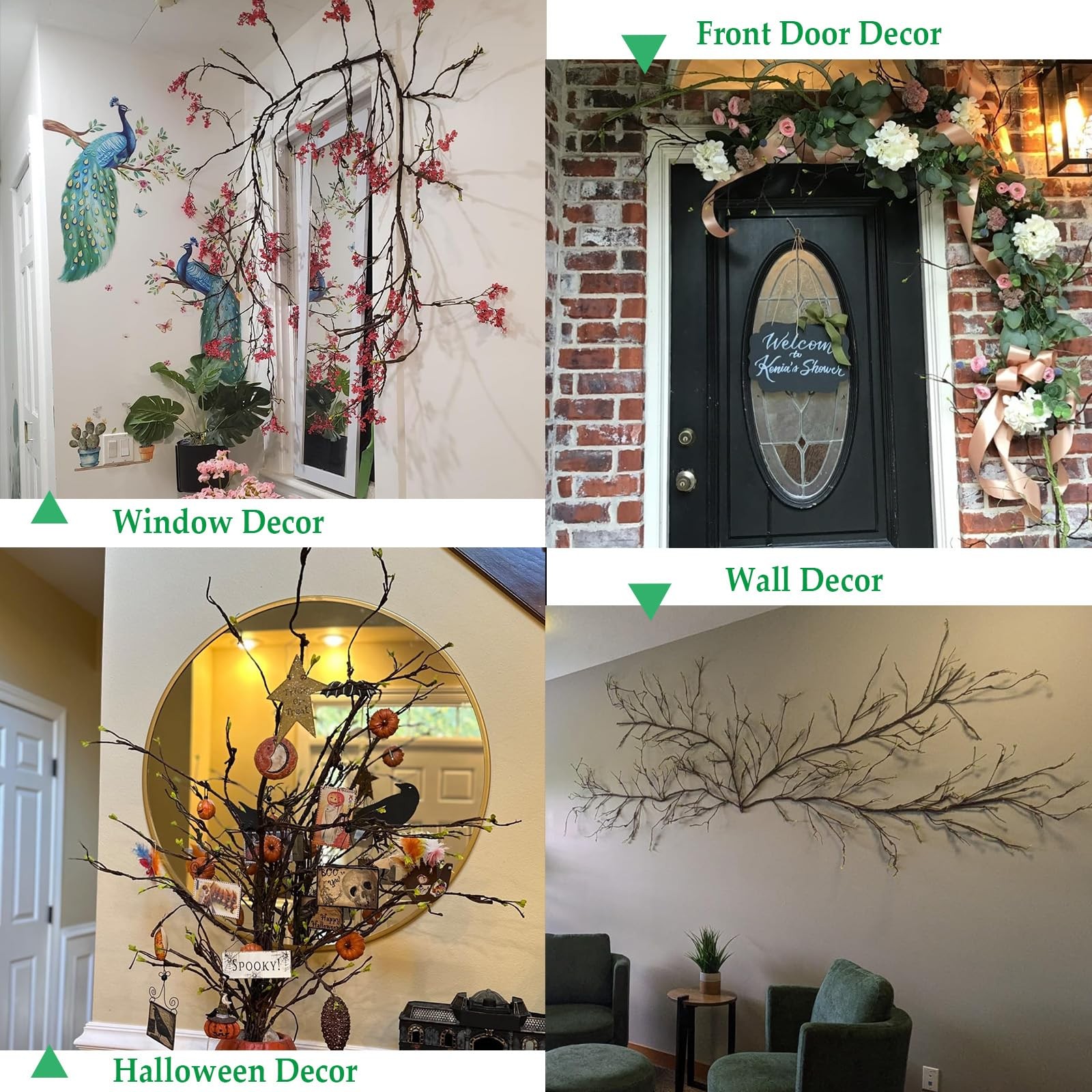 118″Faux Hanging Curly Willow Grapevine Bendable Tree Branche Wall Greenery