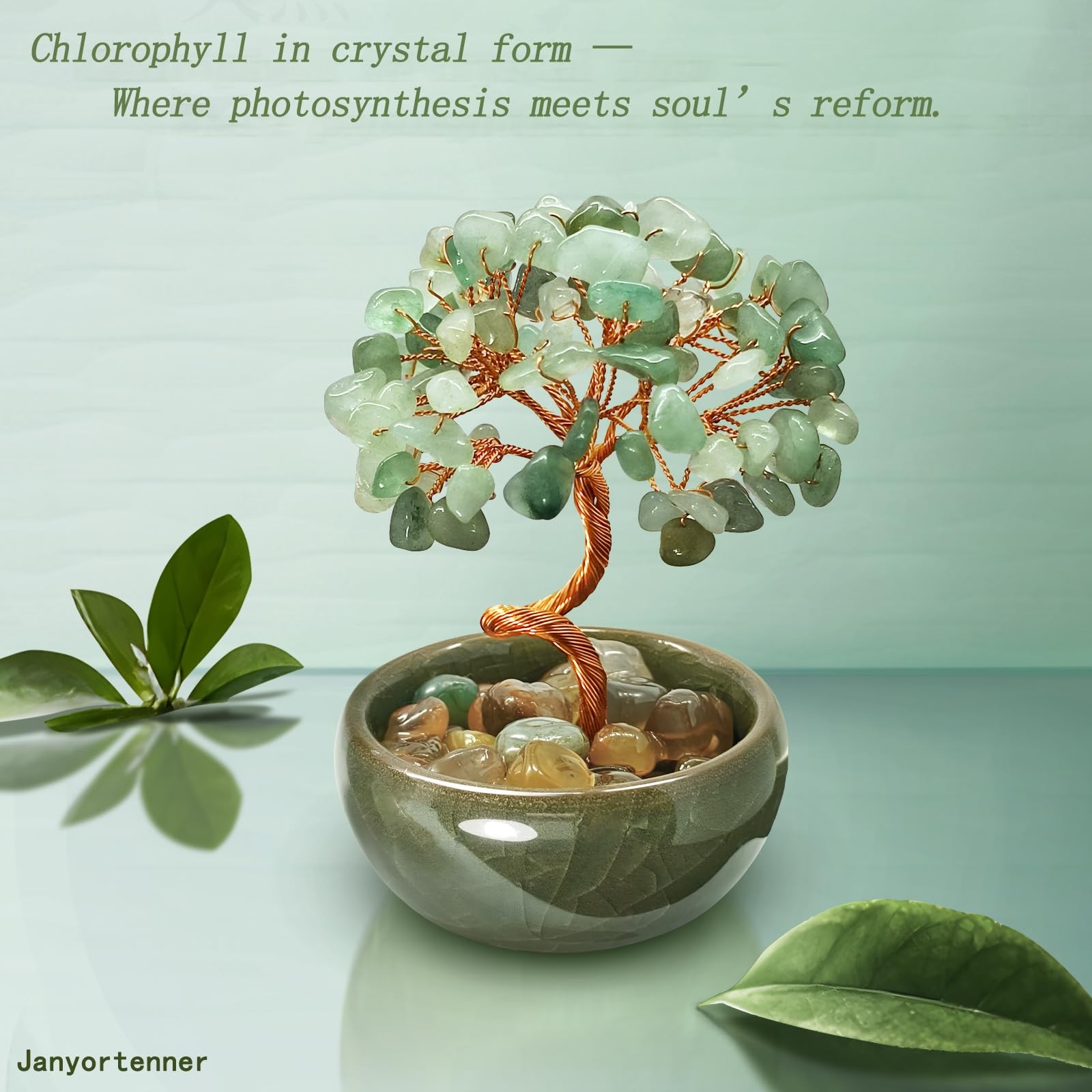 Green Aventurine Crystal Tree,Harmony Office Desk Home Decor,Vitality Gift wi…
