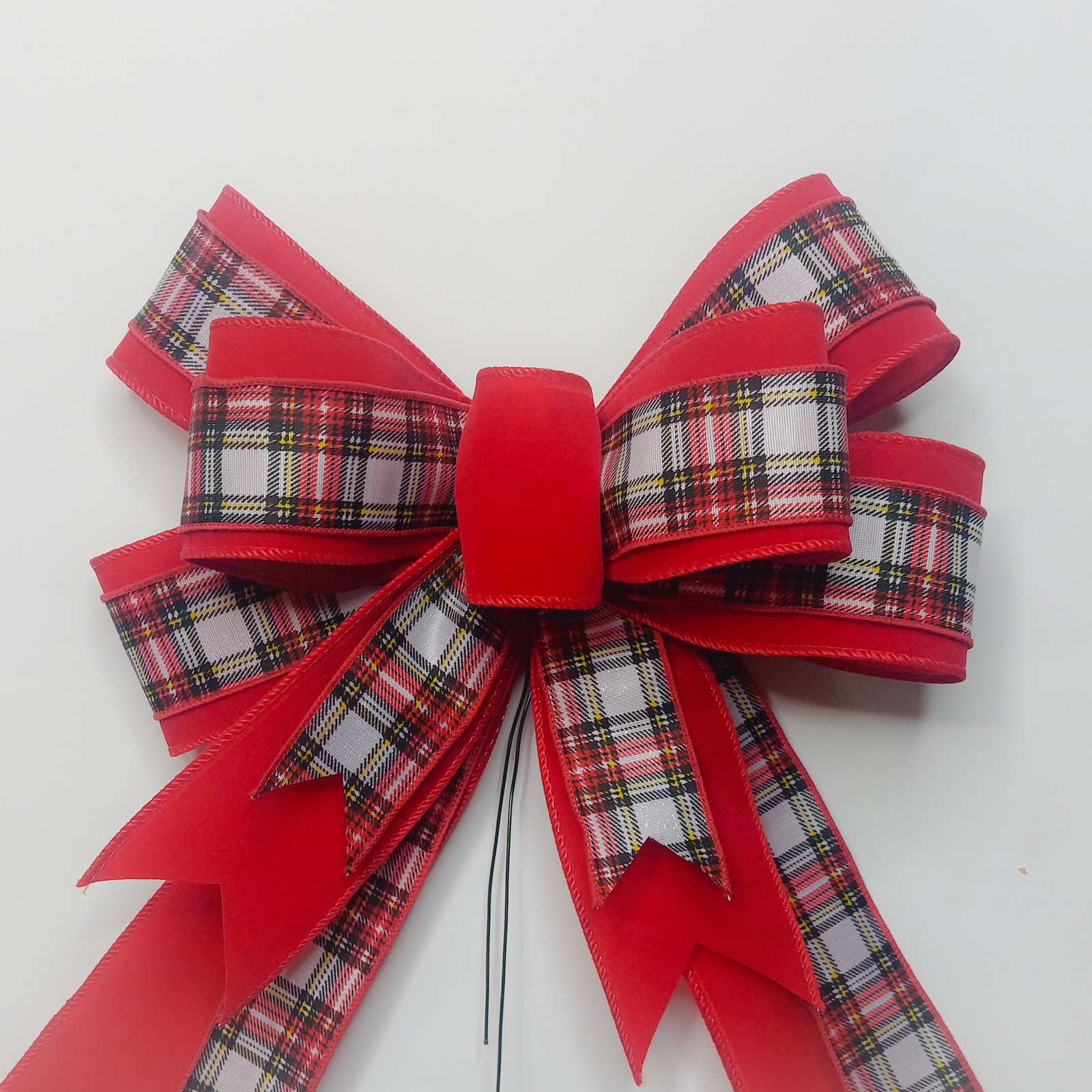 Outdoor Red Velvet with Plaid Bow