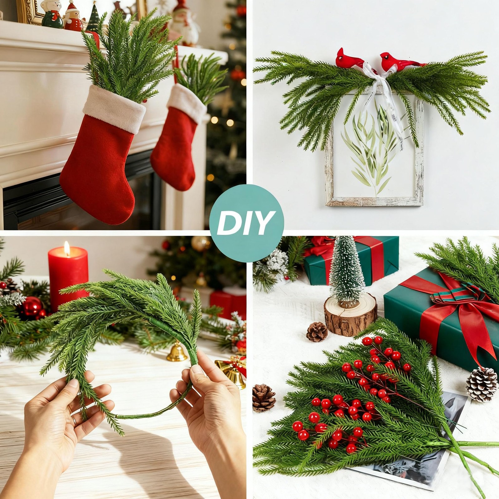 45 Pcs Christmas Decorations, Artificial Greenery Christmas Ornaments Norfolk