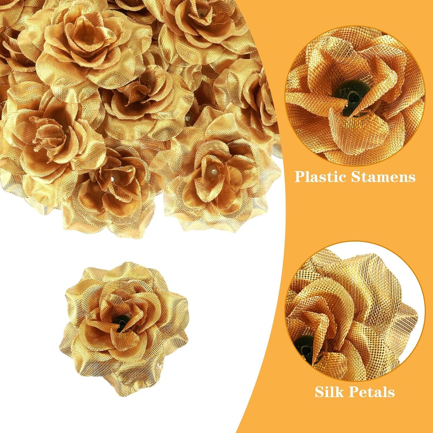 36 Pcs Gold Flowers Gold Roses Artificial Flowers for Centerpieces Silk Faux …