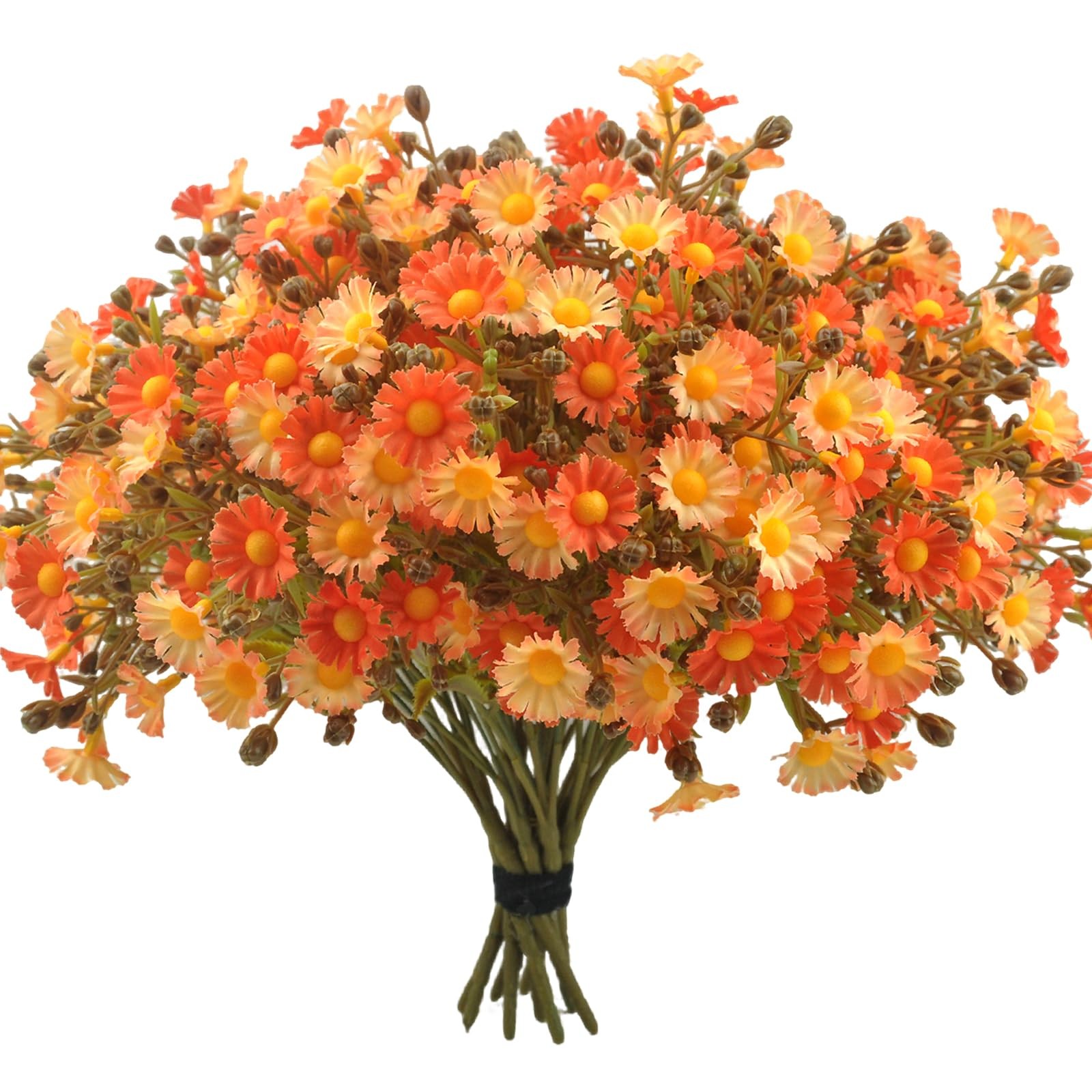 12 Bundles UV Resistant Artificial Fall Flowers Fake Mums Realistic Silk Dais…