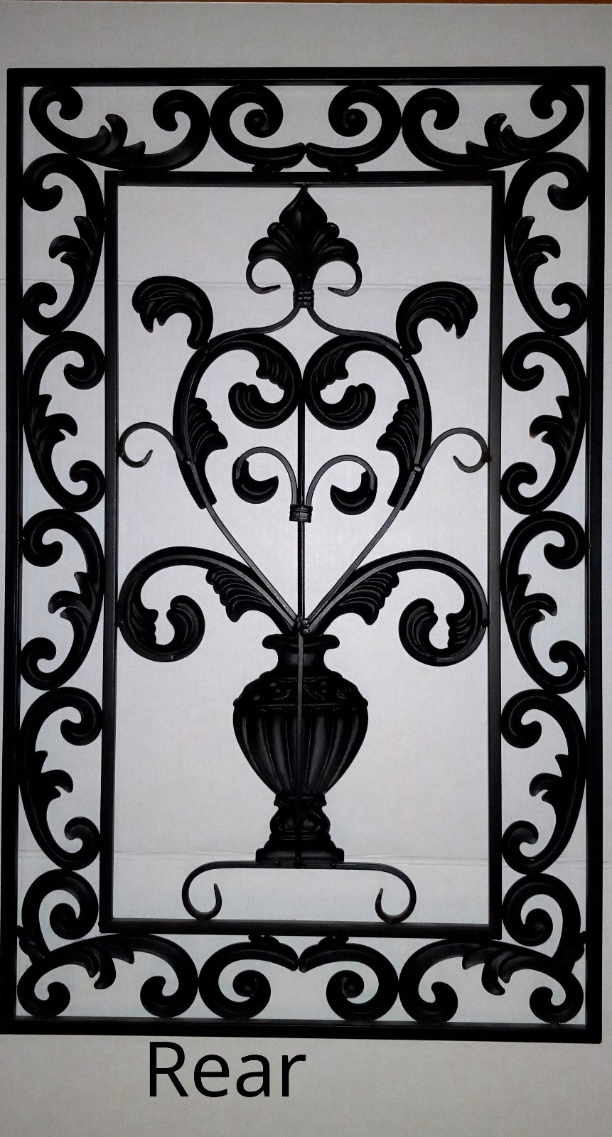 2 Antique DISTRESSED COLOR FINISH Wrought Iron FLORAL WALL DECOR PANELS 31 x 19″