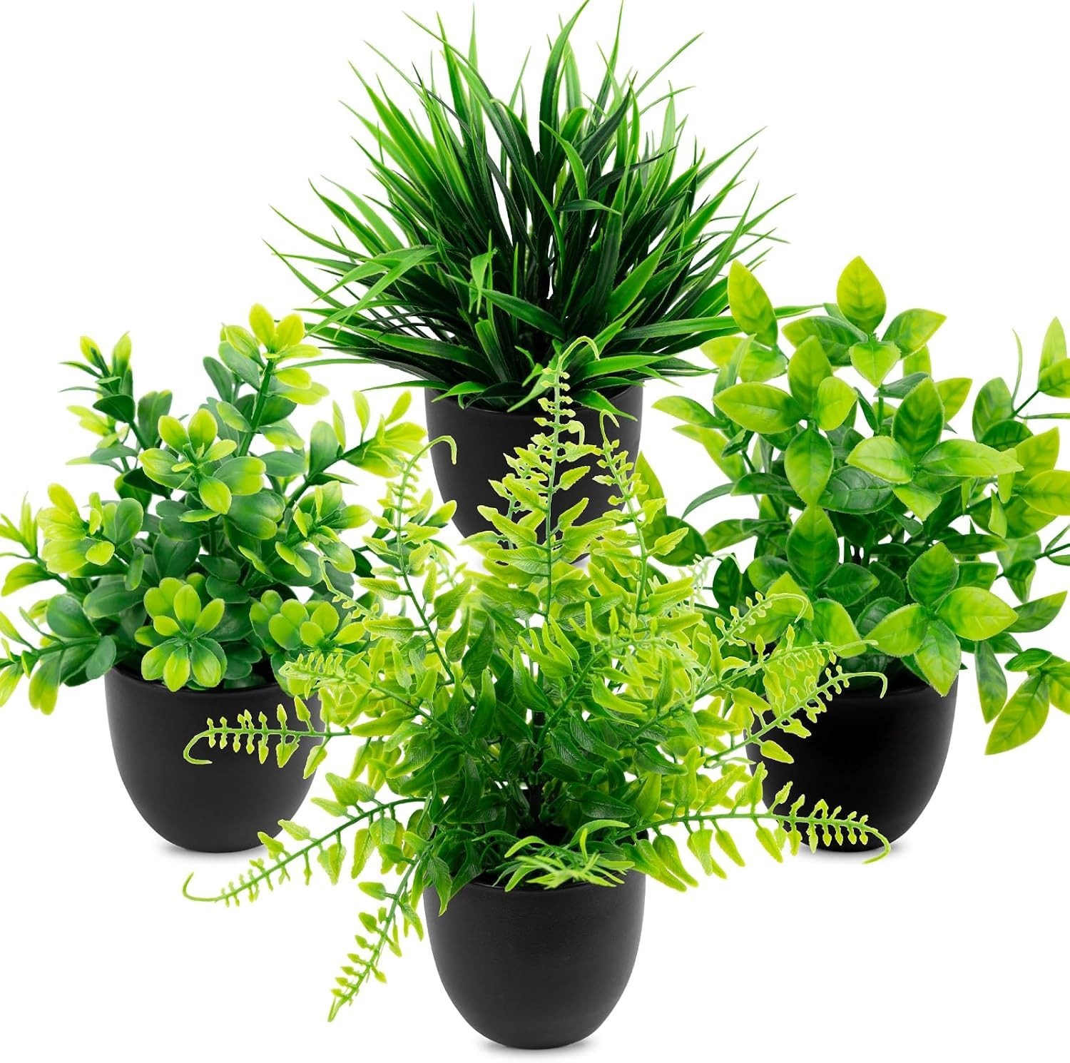 4 Pack Mini Artificial Plants Fake Potted Plants for Home Office Bathroom She…