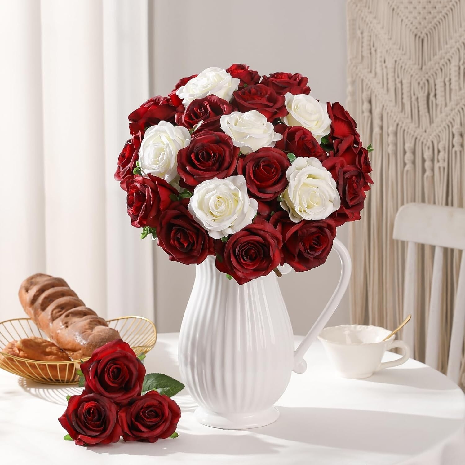 Everlasting 100 Pcs Red Silk Roses – Perfect for Weddings, Parties & Home Decor