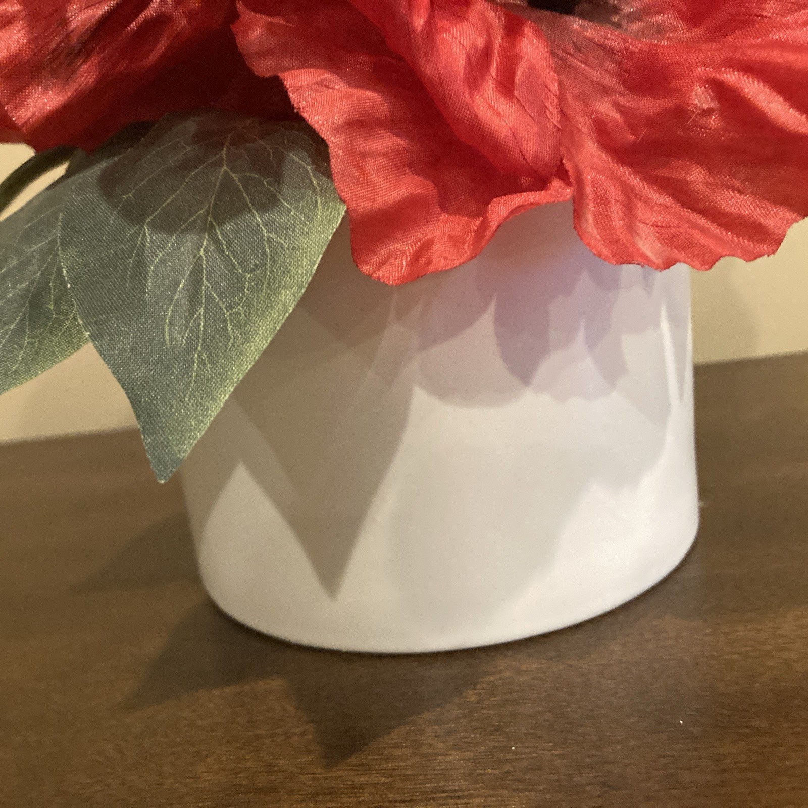 Threshold 7.5” Red Poppy Arrangement With 3 1/2 Inch Vase Faux Floral