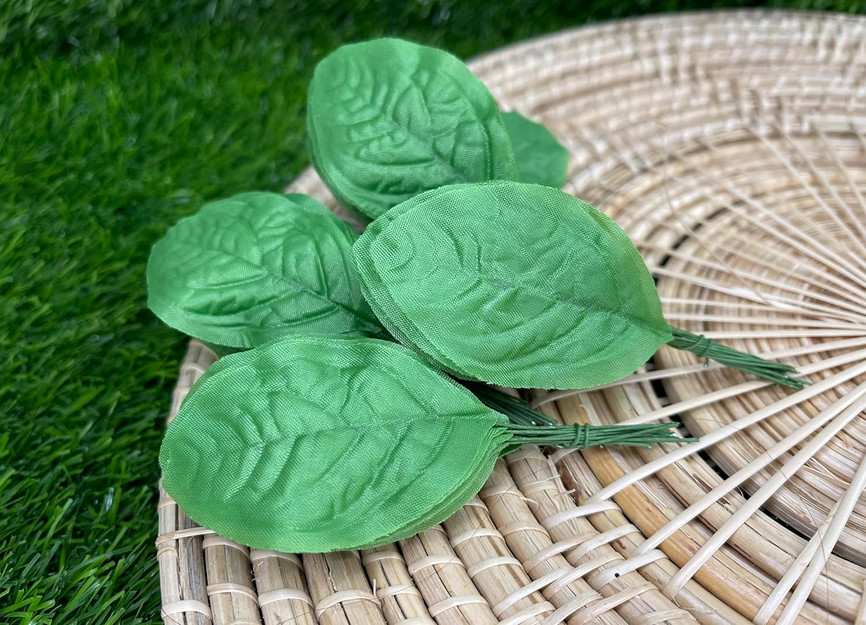 Fake Leaves Jasmine Leaves Fabric Artificial Leaf with Wire Stem Clips Size#1