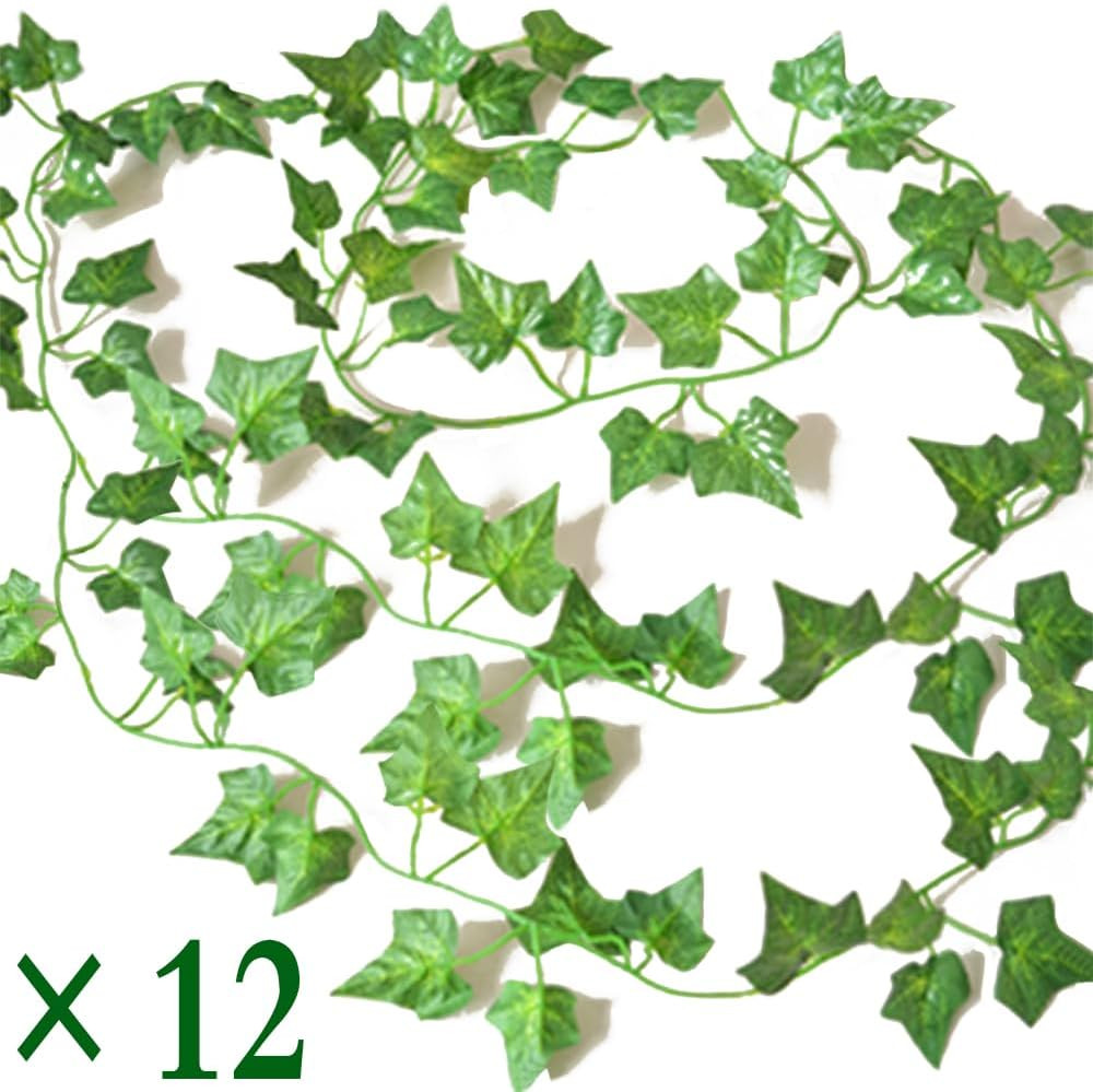 12 Pack 84Ft Artificial Ivy Garland Fake Plants, Fake Ivy Leaves Greener