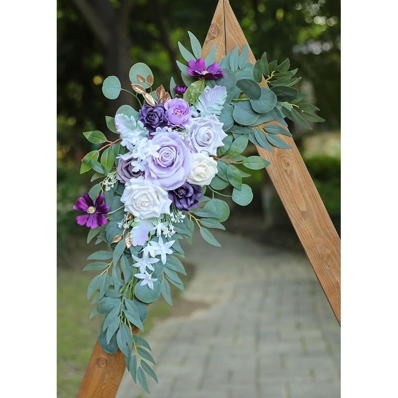 Purple Flower Swag Kit Wedding Decoration Easy Install Faux Silk Arch Flowers US