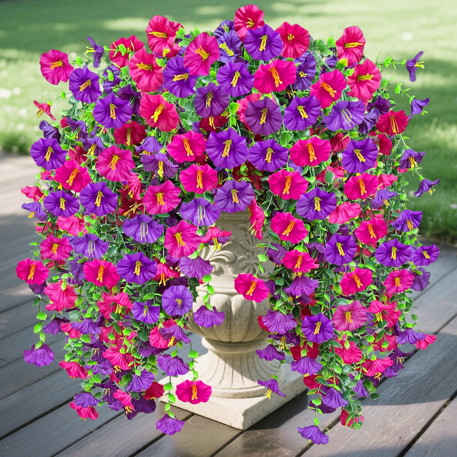 4PCS Artificial Fake Hanging Flowers Plants for Outdoor Spring Decor, UV Resi…