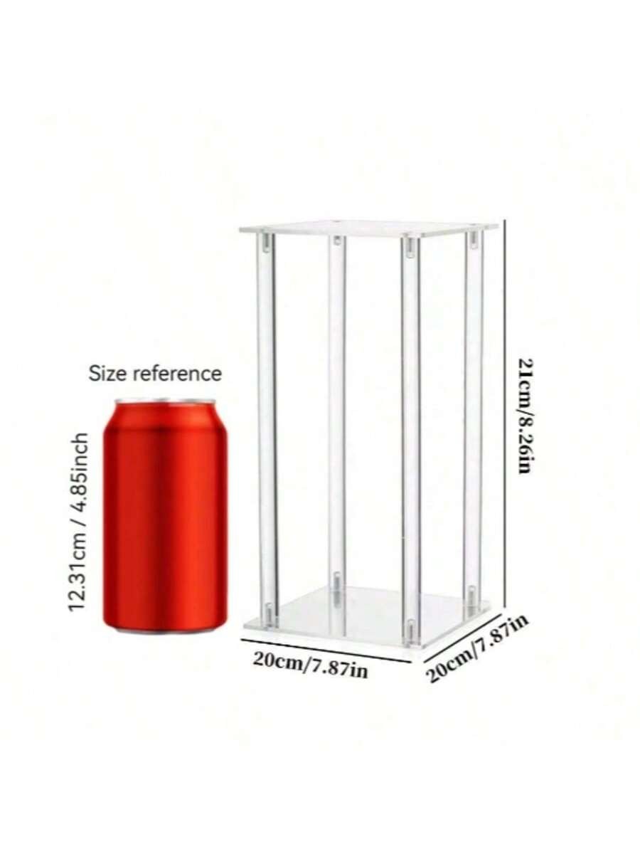 Transparent Square Acrylic Flower Stand 21cm Height For Wedding Desktop