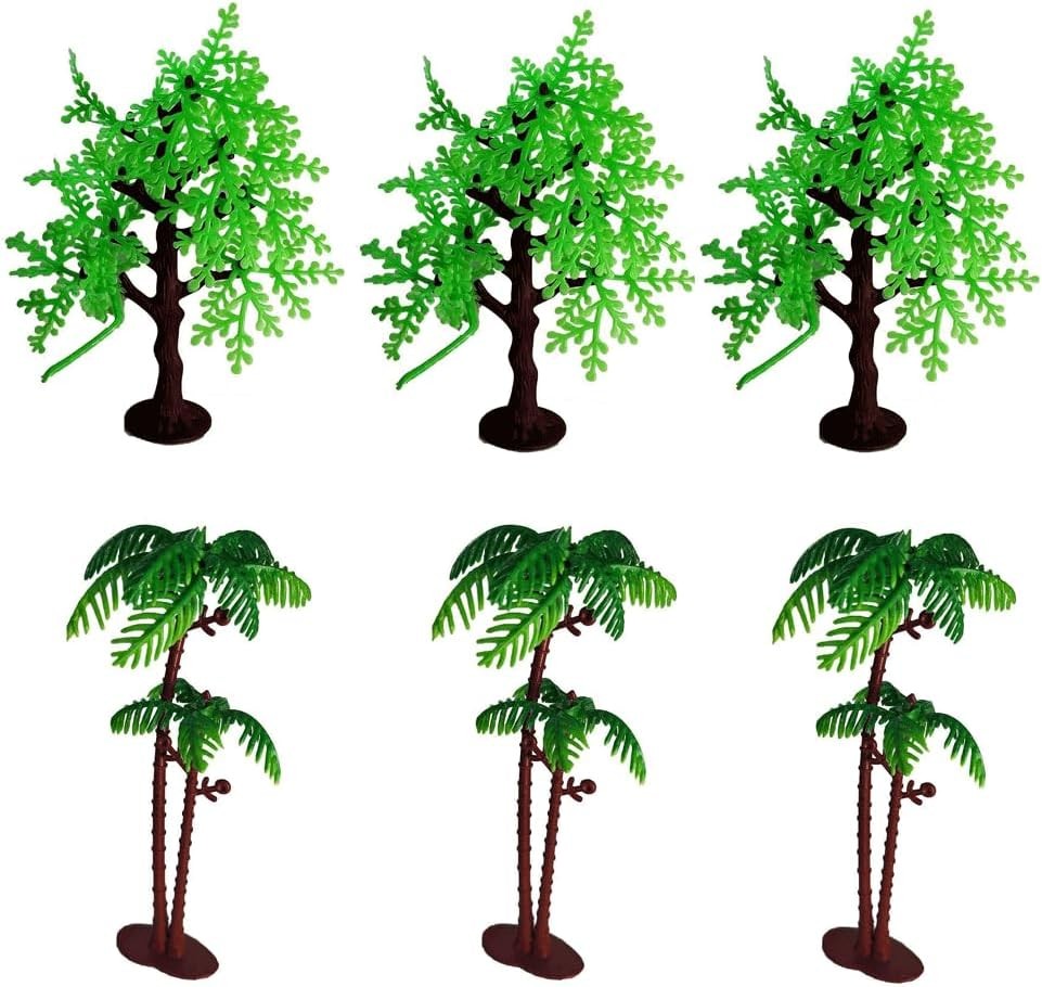 Set of 6 Artificial Miniature Jungle & Palm Trees (4-6″ Tall) – Perfect for