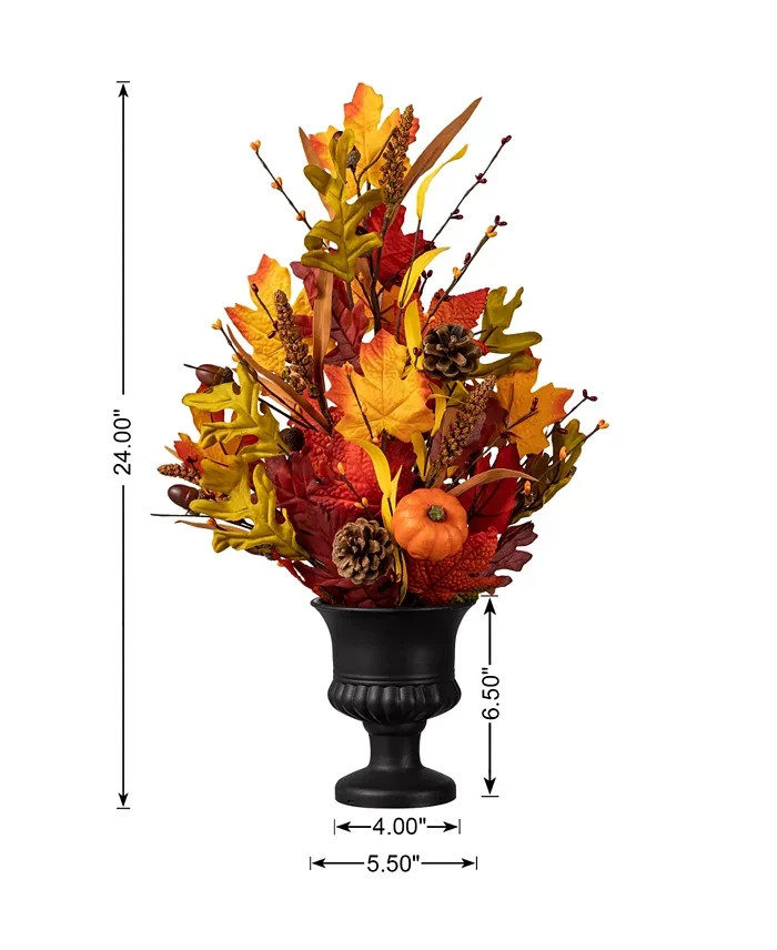 Glitzhome 24” Fall Maple Leaf Urn Table Tree Autumn Harvest Indoor Centerpiece