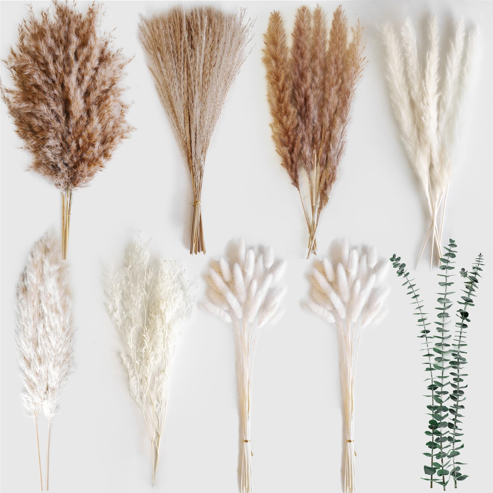 Dried Flower Bouquet – Pampas Grass, Bunny Tails, Olive Green Eucalyptus & Pr…