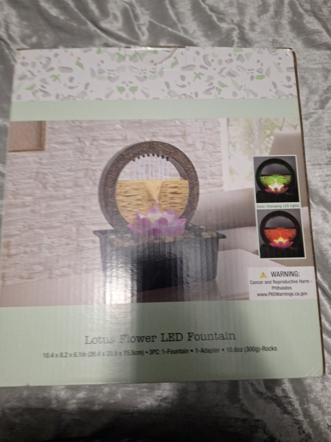 Lotus Flower LED Desk Top Water Fountain New In BOX