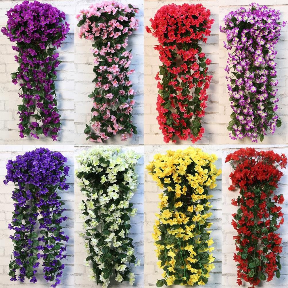 4petals Artificial Flower Hanging Flowers Violet Simulation Vine Wedding Home…