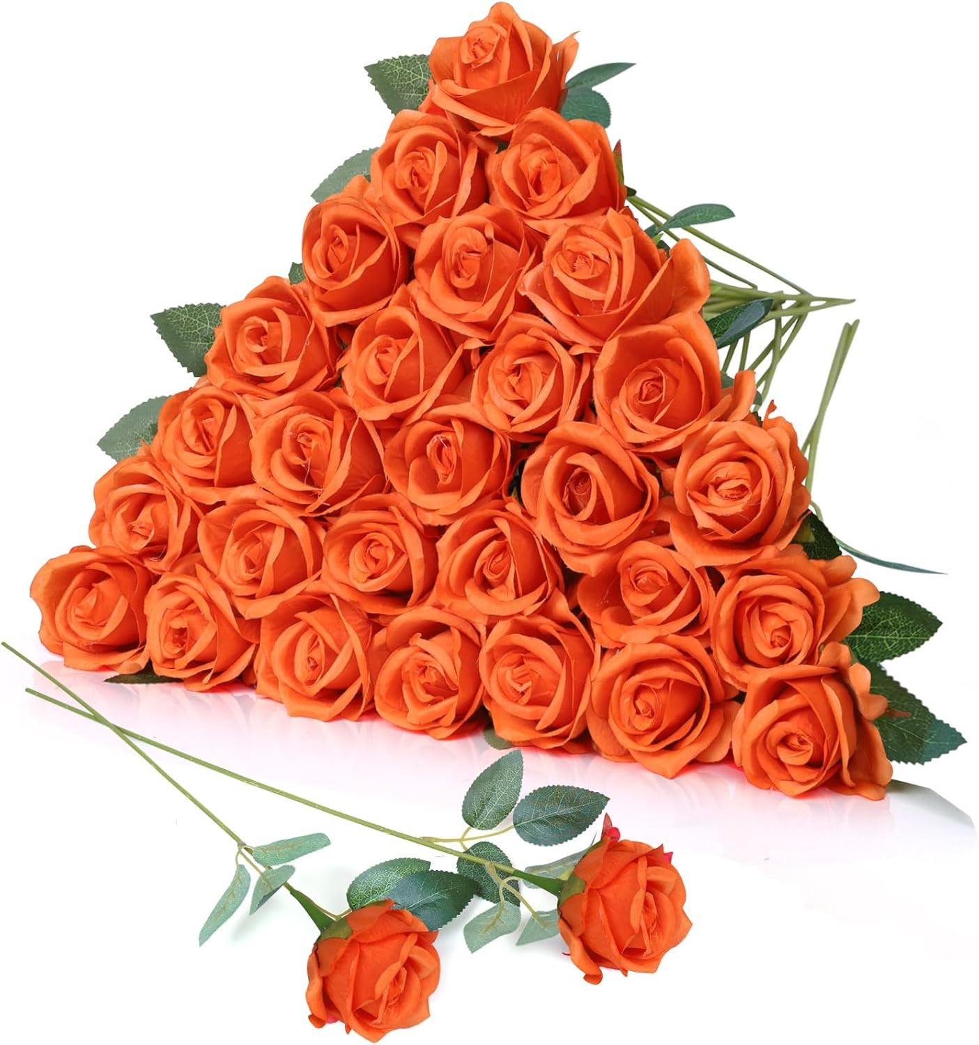 30Pcs Fake Roses Artificial Silk Flowers Long Stems Bouquet for Wedding Bridal S