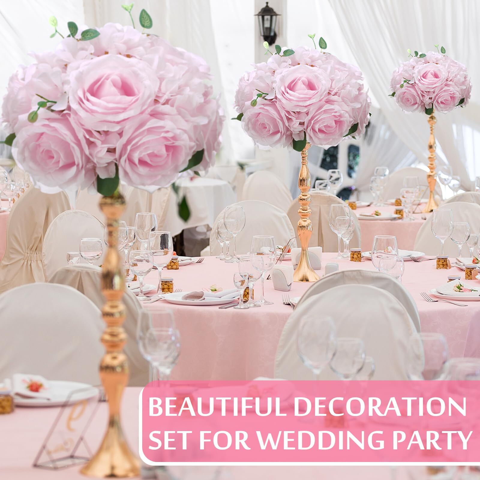 2 Pcs Flower Ball Centerpieces for Table Flower Ball Arrangement Bouquet Fake…