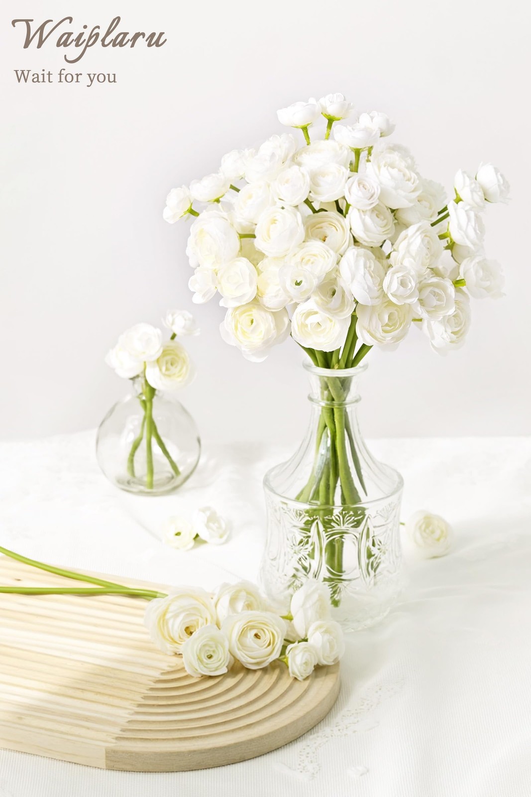 Ranunculus Artificial Flowers, 18Pcs 14In Fake Peonies Artificial Flowers, Wh…