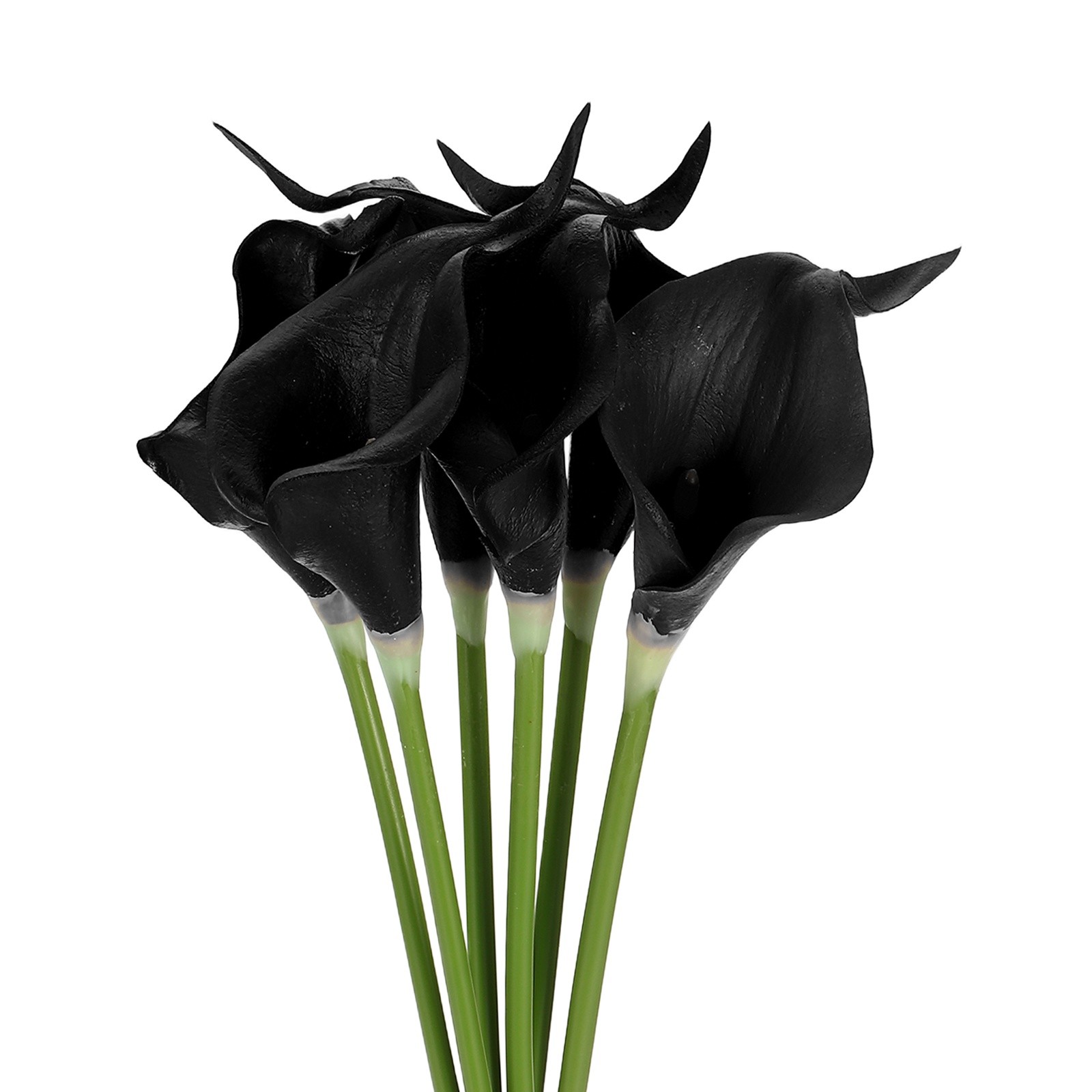 6Pcs 13 Inch Artificial Calla Lily Fake Flowers Real Touch Black/Yellow]