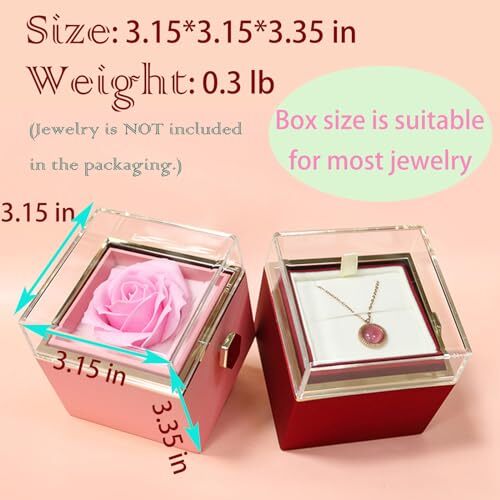 Gift for Mothers Day Rose Ring Box Velvet Jewelry Box Eternal Rose Box Red