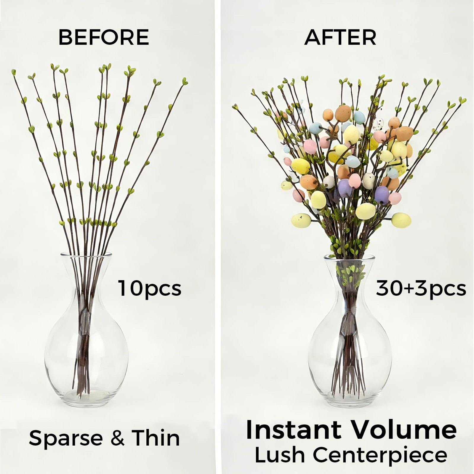 33 Pcs Easter Decorations for Tree – 30 Artificial Spring Berry Vine Stems & …