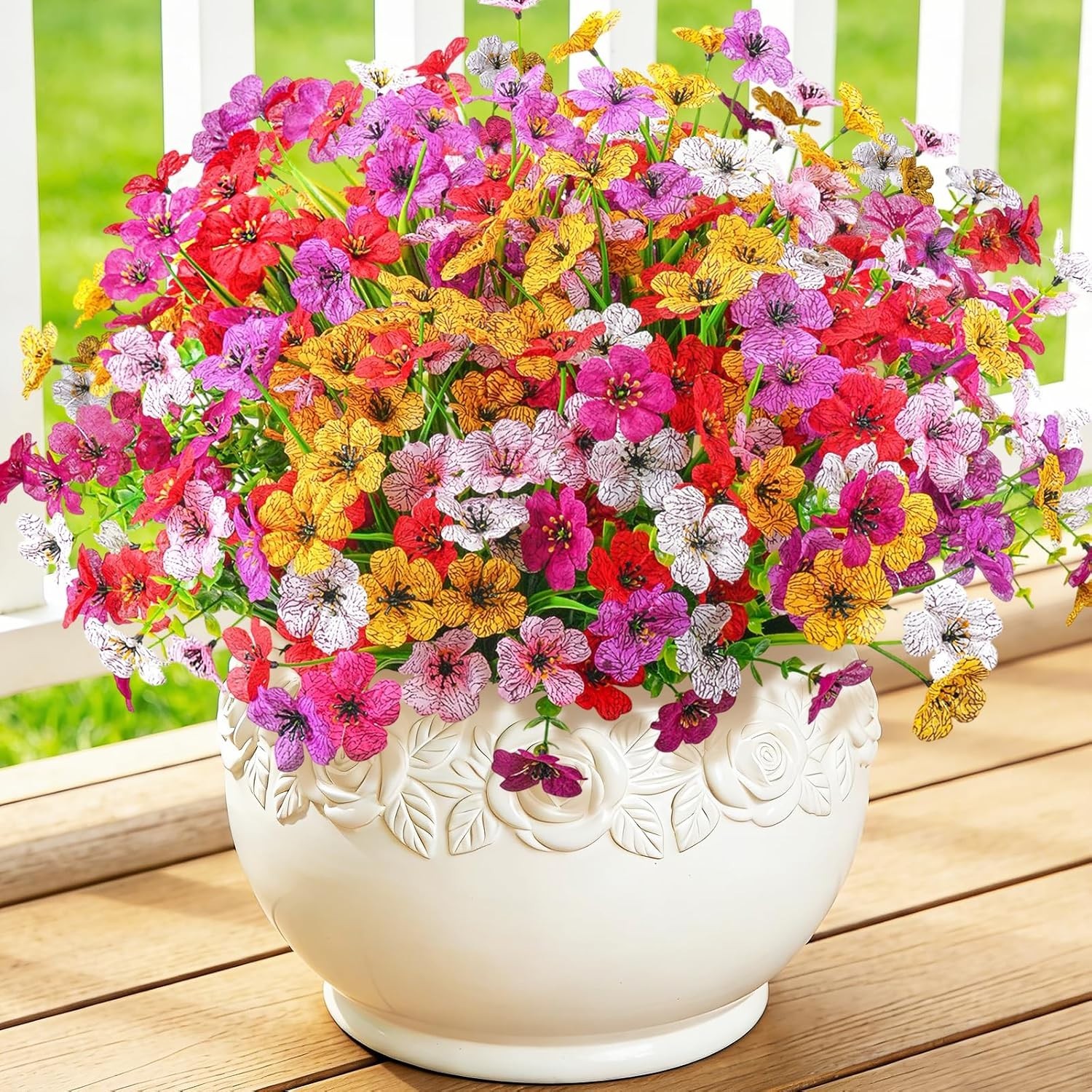 24 Bundles Artificial Flowers for Outdoor Decoration, Fake Flowers No Fade UV…