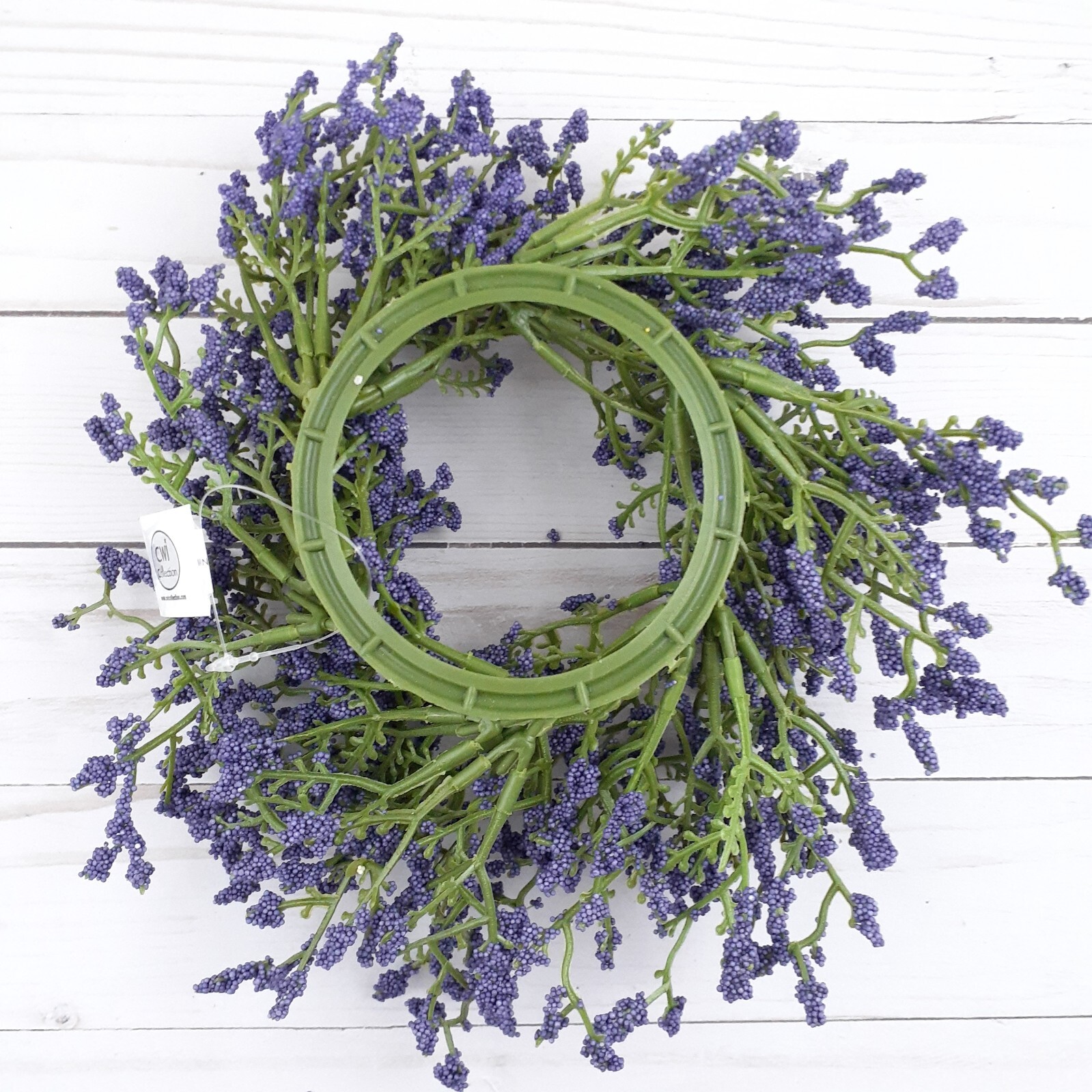 Floral Candle Ring Purple Array Astilbe Flowers 3 in Inside Ring 10 in Overall