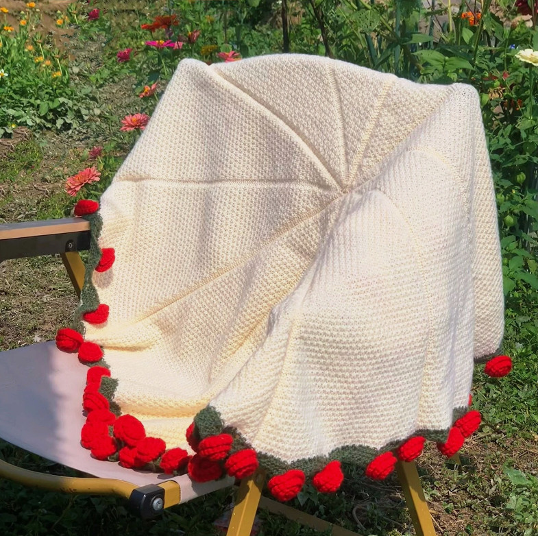 Bouquet ,DIY Handmade Crochet Rose Blanket,Knitted Throw Blankets