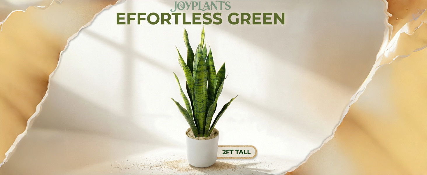 Fake Snake Plant, 27in Artificial Plant with White Pot Realistic Leaves, Low