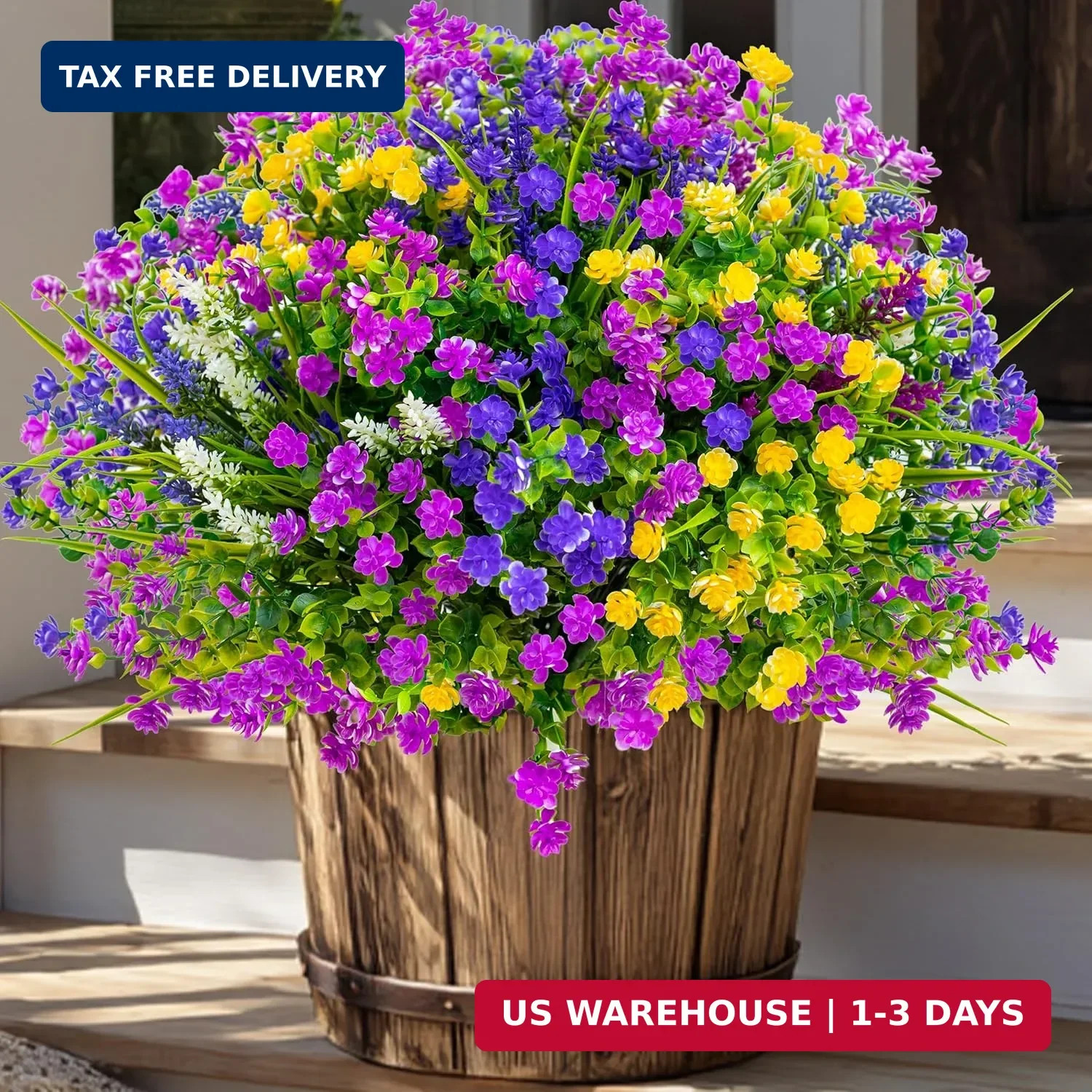 AXYLEX Artificial Flowers Outdoor Fake Plants – 12 Bundles UV Resistant Shrubs N