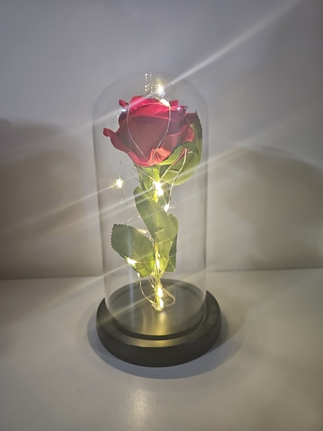Artificial LED Light Glass Rose