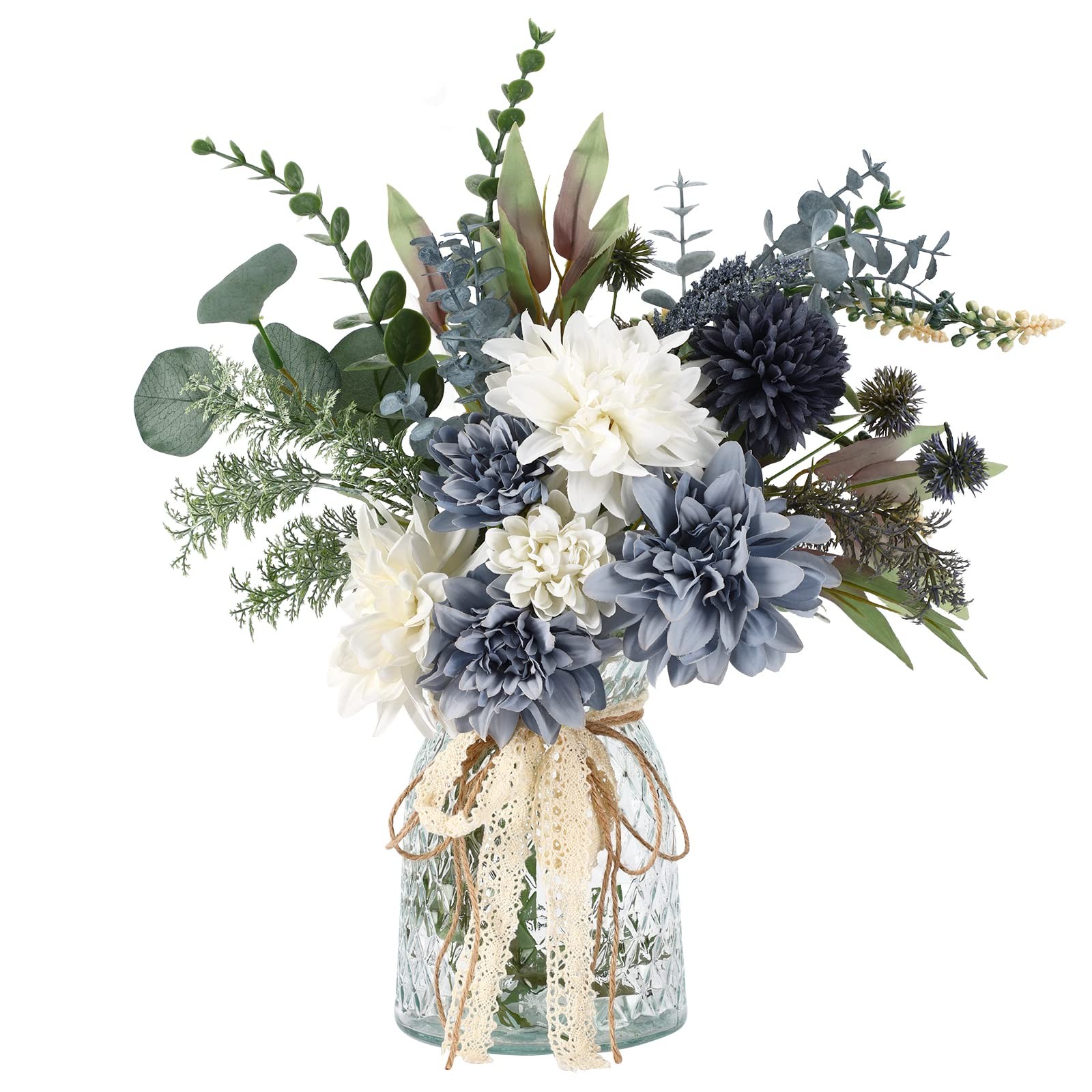 Artificial Flowers Vase Arrangement Farmhouse Home Decor Centerpiece 15.7in