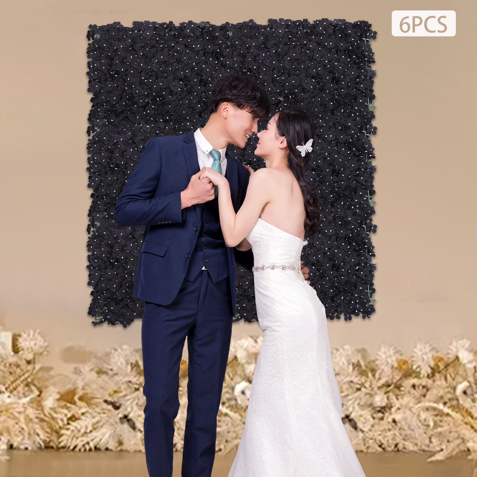 6-Pack Artificial Flowers Wall Panels for Wedding Party Backdrop Wall Decoration