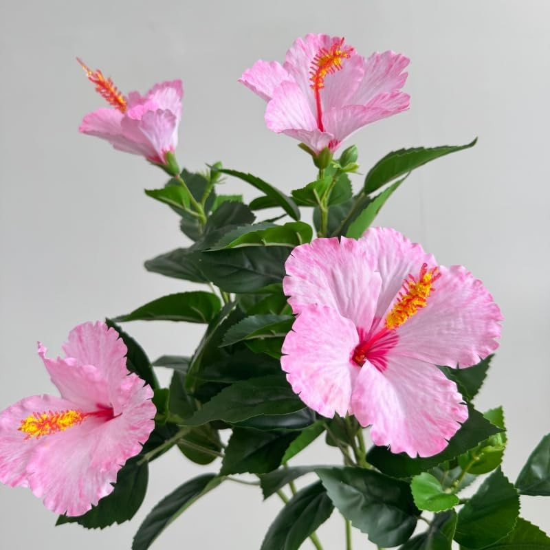 32″ Silk Fake Hibiscus Flowers Artificial Tropical with Long Stem,Tropical Plant