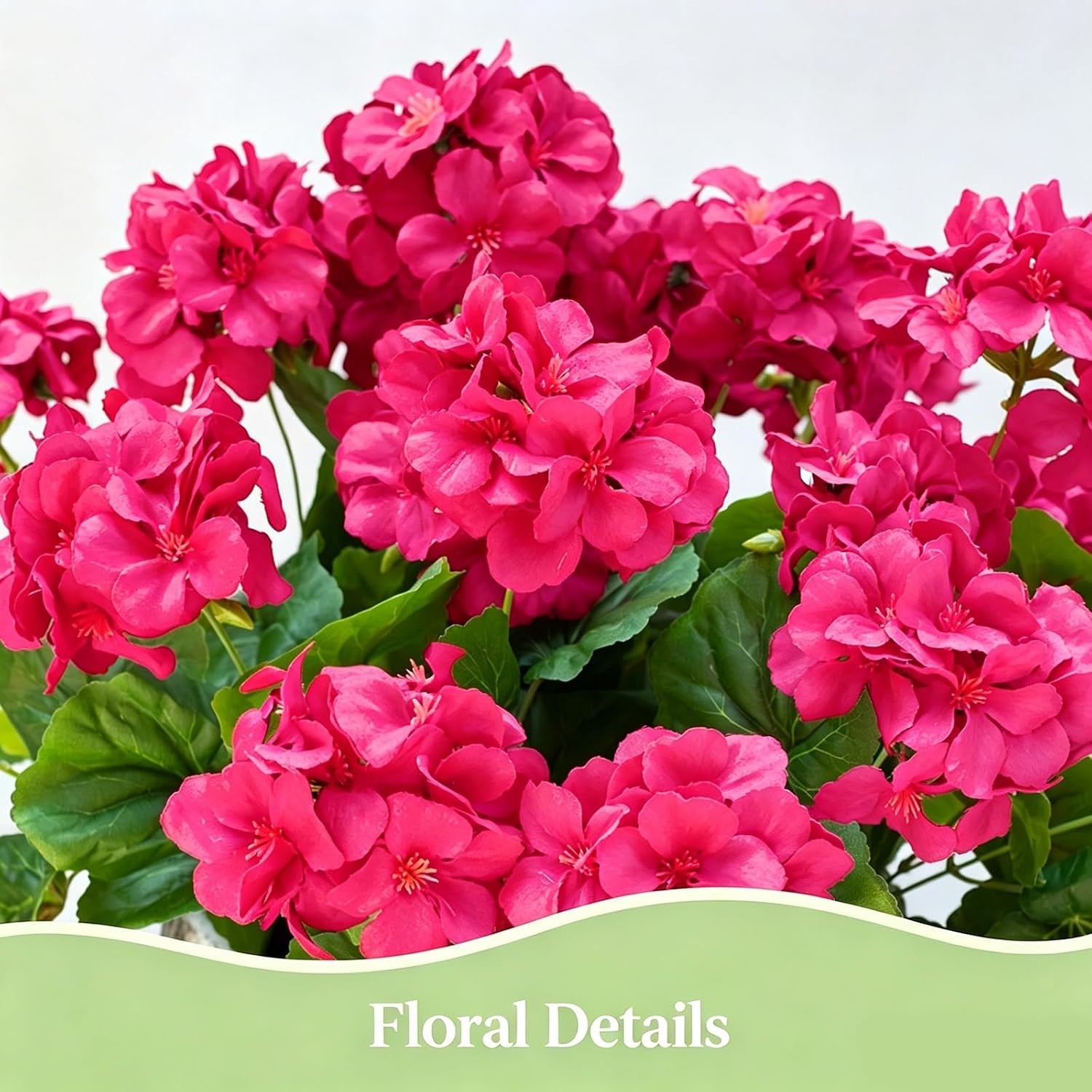 Artificial Geraniums Silk Flowers for Outdoors UV Resistant 4 Pack Hotpink